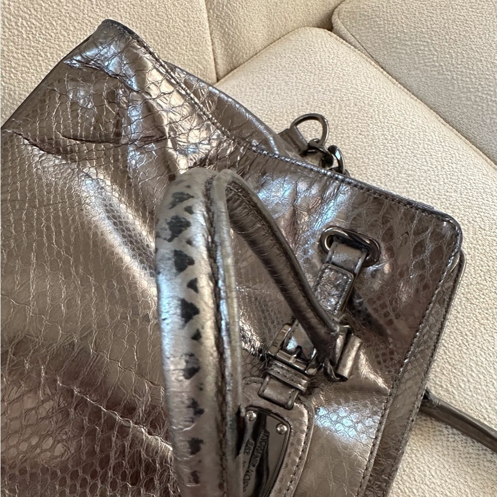 Michael Kors Faux Snakeskin Embossed Metallic Satchel - Picture 6 of 11